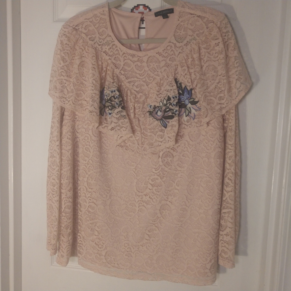 Lane Bryant Pink Lace Top 14-16